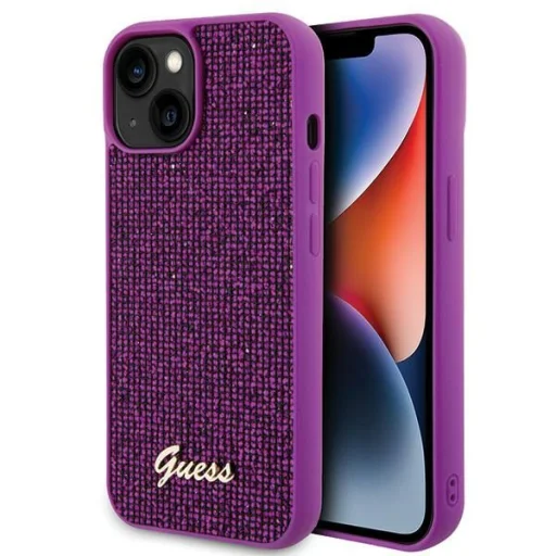 GUESS tok iPHONE 13 / 14 / 15 GUHCP15SPMSDGSF (Disco Metal Script) fukszia tok - 1
