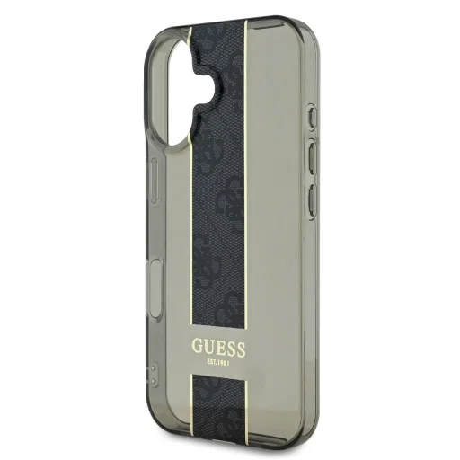  iPhone 16 fekete Guess IML Middle 4G Stripe tok - 4