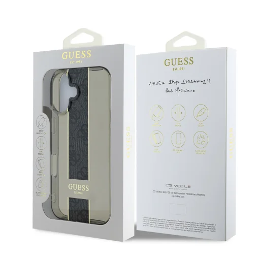  iPhone 16 fekete Guess IML Middle 4G Stripe tok - 6