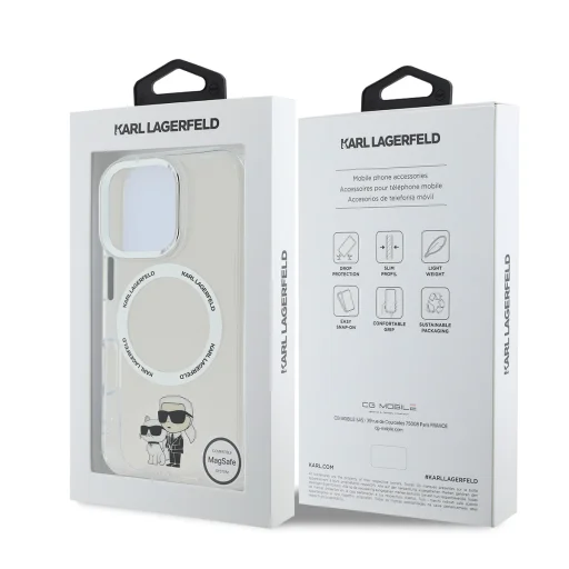  iPhone 16 Pro Max Transparent Karl Lagerfeld IML Karl és Choupette MagSafe tok - 6