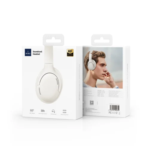 WiWU - Soundcool Headset TD-02 Vezeték nélküli Bluetooth Fejhallgató - Elefántcsont - 3