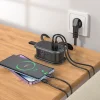 HOCO multifunkcionális elosztó 1 aljzat + 2 x USB A + Type C EU szabványok 4000W 3,1A NS6 1,1 m fekete thumbnail
