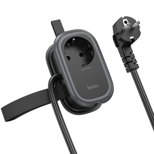 HOCO multifunkcionális elosztó 1 aljzat + 2 x USB A + Type C EU szabványok 4000W 3,1A NS6 1,1 m fekete - 3