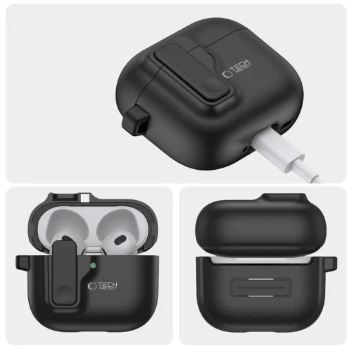 TECH-PROTECT SLIM HOOK APPLE AIRPODS 4 fekete tok - 2