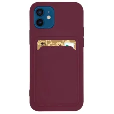 Card Case szilikon tok kártyatartóval dokumentumokhoz Xiaomi Redmi 10X 4G / Xiaomi Redmi Note 9 Burgundi tok