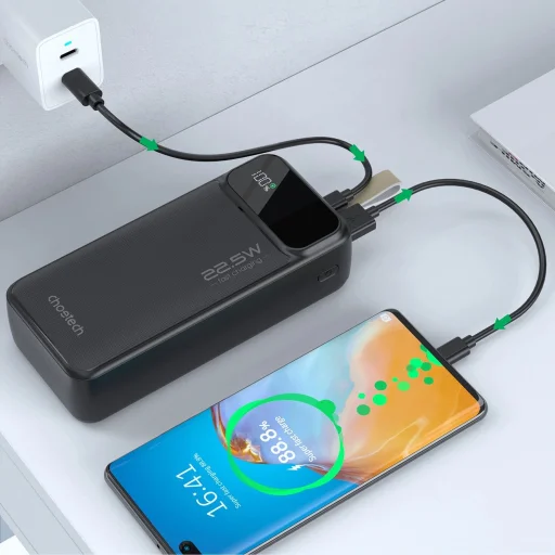 Choetech PD22.5W Kettős USB-A+Type-C Hordozható töltő 40000mAh Fekete - 7