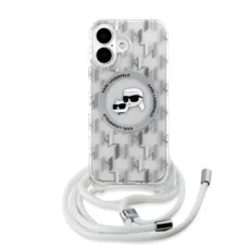  iPhone 16 Átlátszó Karl Lagerfeld IML Monogram Crossbody K&CH Heads MagSafe tok