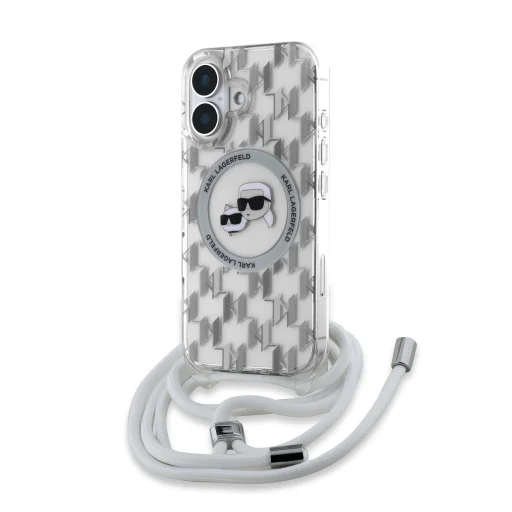  iPhone 16 Átlátszó Karl Lagerfeld IML Monogram Crossbody K&CH Heads MagSafe tok - 2