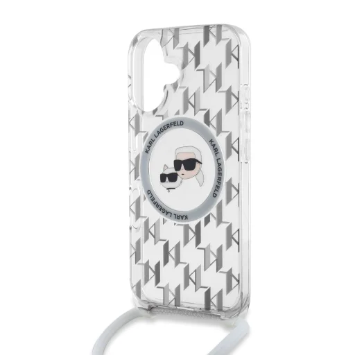  iPhone 16 Átlátszó Karl Lagerfeld IML Monogram Crossbody K&CH Heads MagSafe tok - 3