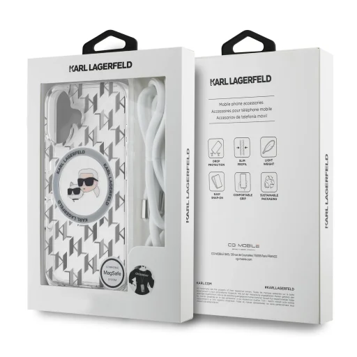  iPhone 16 Átlátszó Karl Lagerfeld IML Monogram Crossbody K&CH Heads MagSafe tok - 5
