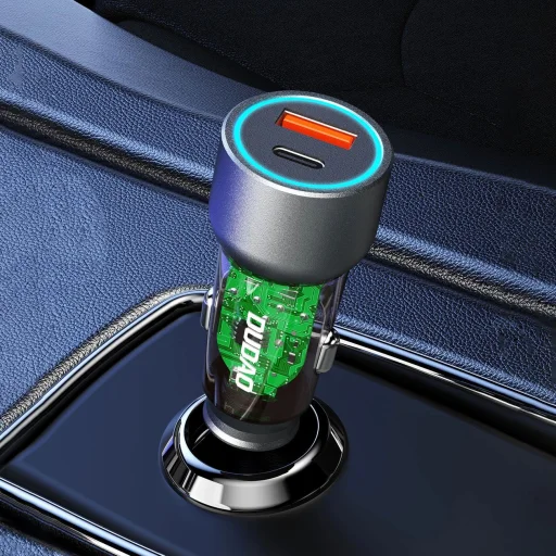 Dudao R4T 30W autós töltő USB-A / USB-C - szürke - 2