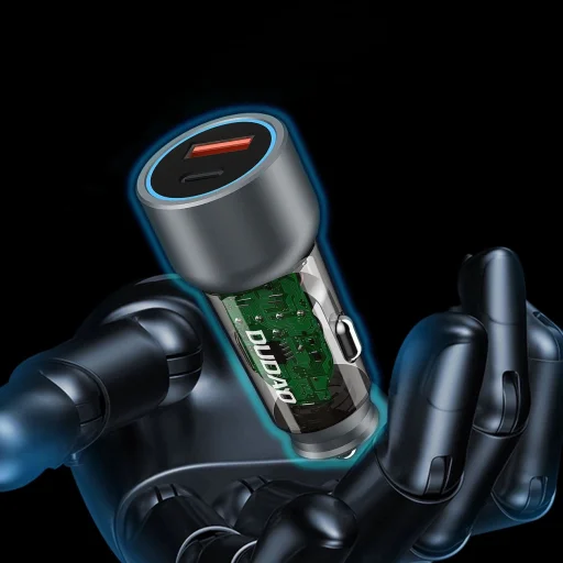 Dudao R4T 30W autós töltő USB-A / USB-C - szürke - 3