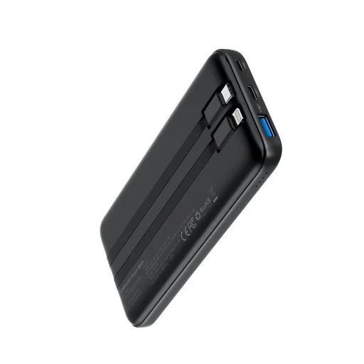 Choetech B654 10000mAh 22.5W USB-A / USB-C / micro USB powerbank beépített USB-C / Lightning kábellel - fekete - 2