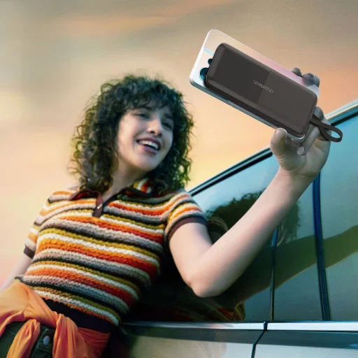 Choetech B654 10000mAh 22.5W USB-A / USB-C / micro USB powerbank beépített USB-C / Lightning kábellel - fekete - 7