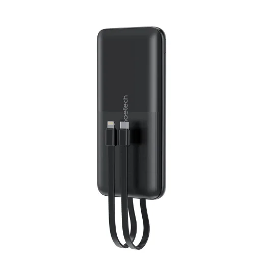 Choetech B654 10000mAh 22.5W USB-A / USB-C / micro USB powerbank beépített USB-C / Lightning kábellel - fekete - 1