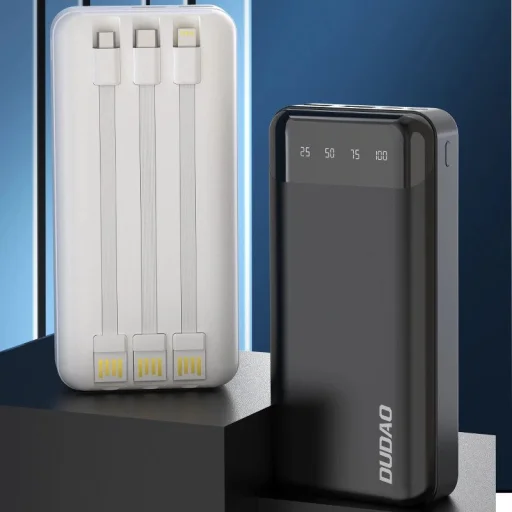 Dudao nagy kapacitású powerbank 3 beépített kábellel 20000mAh USB Type C + micro USB + Lightning fekete (Dudao K6Pro+) - 2