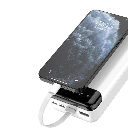 Dudao nagy kapacitású powerbank 3 beépített kábellel 20000mAh USB Type C + micro USB + Lightning fekete (Dudao K6Pro+) - 6