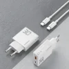 Dudao A30EUT 30W hálózati töltő USB-A / USB-C + USB-C - USB-C kábel - fehér thumbnail