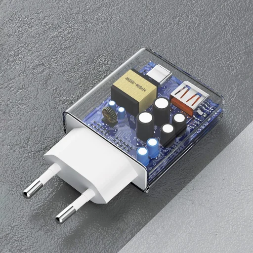 Dudao A30EUL 30W GaN hálózati töltő USB-A / USB-C + USB-C - Lightning kábel - fehér - 5