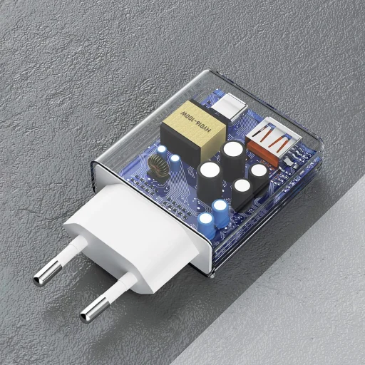 GaN Dudao A30EU 30W USB-A / USB-C Fali Töltő - Fehér - 4