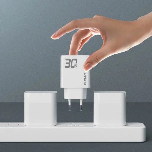 GaN Dudao A30EU 30W USB-A / USB-C Fali Töltő - Fehér - 5