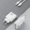 Dudao A30EUL 30W GaN hálózati töltő USB-A / USB-C + USB-C - Lightning kábel - fehér thumbnail