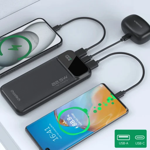 Powerbank Choetech B728 10000mAh 22.5W PD USB-A / USB-C - fekete - 11