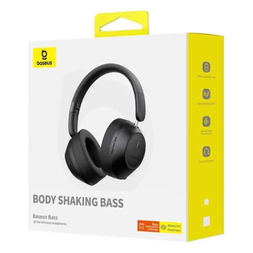 Baseus Bass 30 Max Vezeték nélküli On-Ear Bluetooth 5.3 Fejhallgató - Fekete - 7