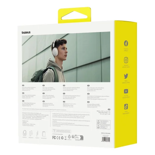 Baseus Bass 30 Max Vezeték nélküli Bluetooth 5.3 Fejhallgató - Fehér - 8