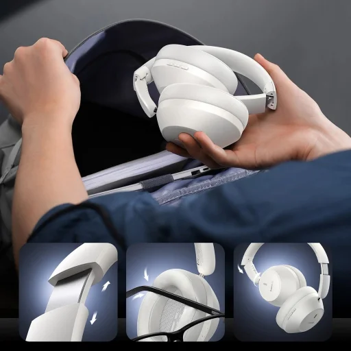 Baseus Bass 30 Max Vezeték nélküli Bluetooth 5.3 Fejhallgató - Fehér - 15