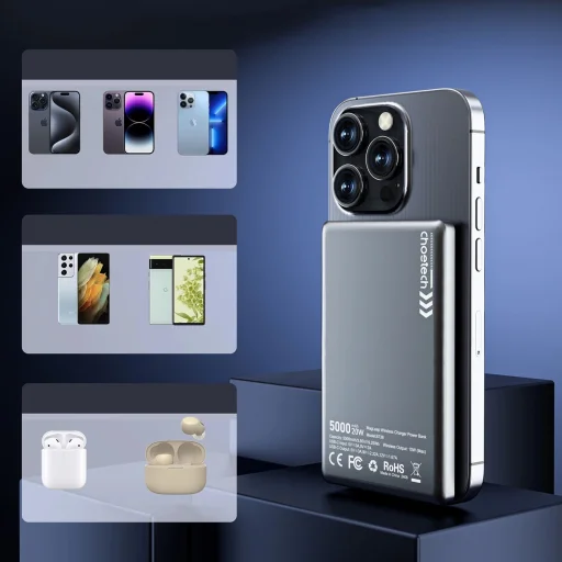 Powerbank Choetech B738 Ultra Vékony 5000mAh 20W MagSafe / USB-C - fekete - 12