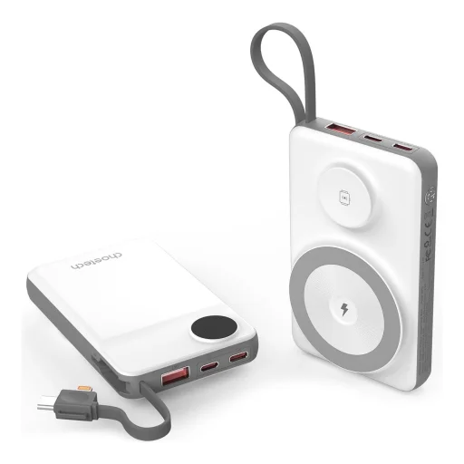 CHOETECH 10000mAh LED kijelzős powerbank Type-C és Lightning kábel csatlakozóval és mágneses vezeték nélküli töltővel mobilhoz és órához - 4