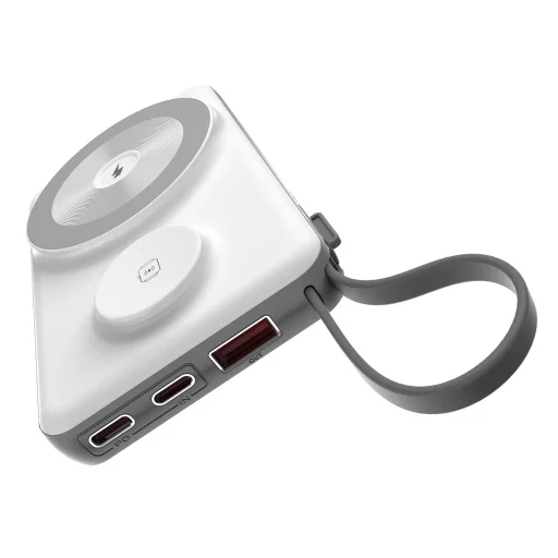 CHOETECH 10000mAh LED kijelzős powerbank Type-C és Lightning kábel csatlakozóval és mágneses vezeték nélküli töltővel mobilhoz és órához - 2