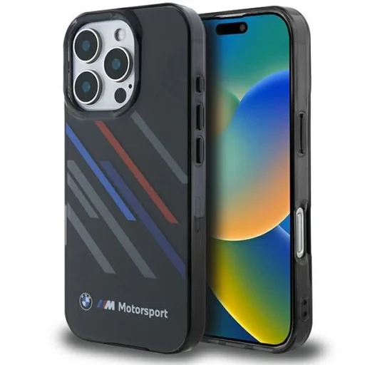  iPhone 16 Pro Fekete BMW Motosport IML Random Stripes tok - 1