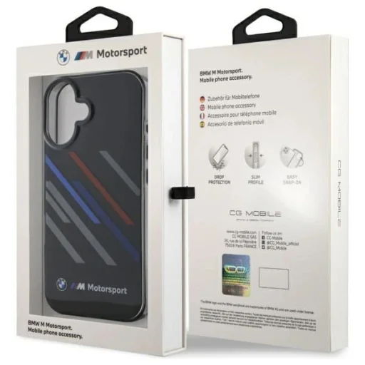  iPhone 16 Plus BMW Motosport IML Random Stripes tok - Fekete - 8