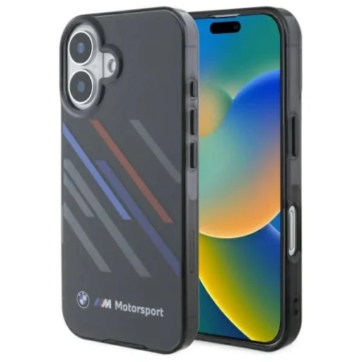  iPhone 16 Plus BMW Motosport IML Random Stripes tok - Fekete - 1
