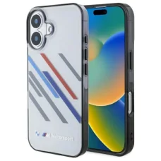  iPhone 16 Plus Szürke BMW Motosport IML Random Stripes tok
