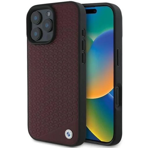  iPhone 16 Pro Max Piros BMW Sign Leather Diamond Metal Logo MagSafe tok - 1