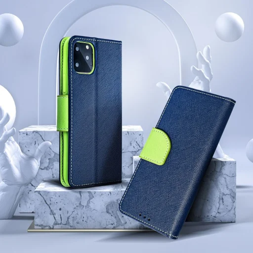 FANCY fliptok iPhone 16 Pro Max-hoz tengerészkék / lime - 7