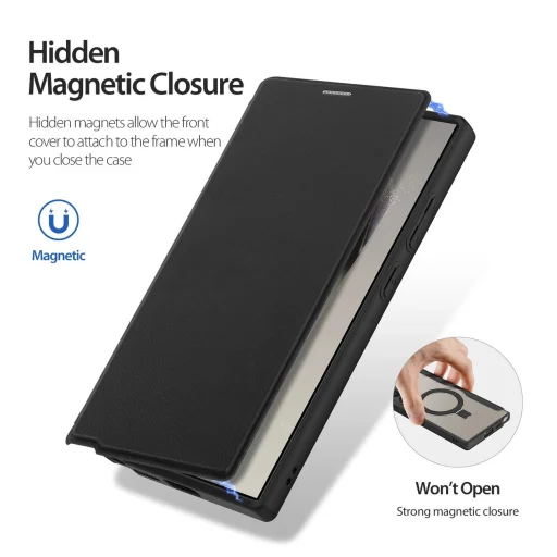 Dux Ducis Skin X Pro fliptok lehajtható fedéllel és mágneses gyűrűvel Samsung S24 Ultra-hoz - fekete tok - 11