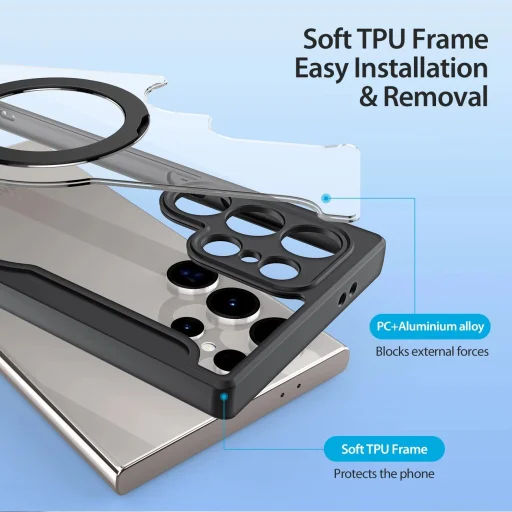 Dux Ducis Skin X Pro fliptok lehajtható fedéllel és mágneses gyűrűvel Samsung S24 Ultra-hoz - fekete tok - 14