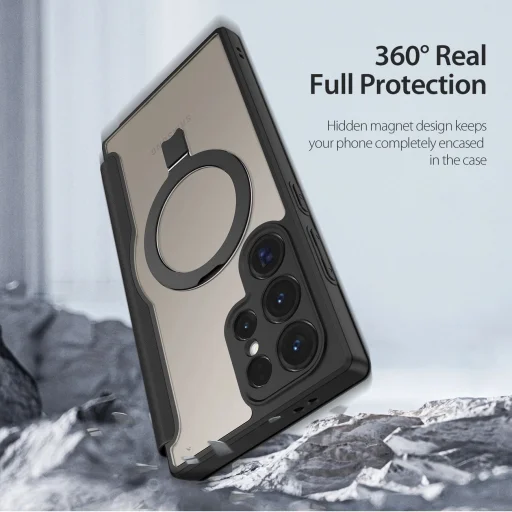 Dux Ducis Skin X Pro fliptok lehajtható fedéllel és mágneses gyűrűvel Samsung S24 Ultra-hoz - fekete tok - 15