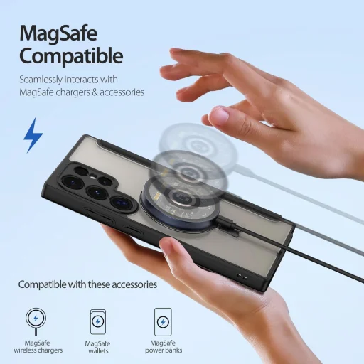 Dux Ducis Skin X Pro fliptok lehajtható fedéllel és mágneses gyűrűvel Samsung S24 Ultra-hoz - fekete tok - 6