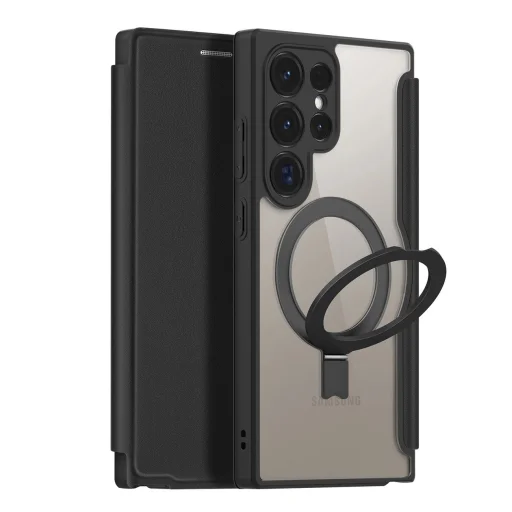Dux Ducis Skin X Pro fliptok lehajtható fedéllel és mágneses gyűrűvel Samsung S24 Ultra-hoz - fekete tok - 1