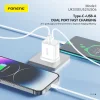 Foneng fali töltő EU52 - USB + Type-C - QC 3.0 PD 30W fehér thumbnail