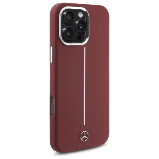 Mercedes Szilikon Fehér Csík MagSafe tok iPhone 16 Pro Max - Piros - 4