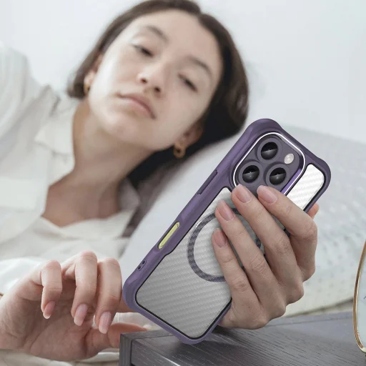 Leading Series MagSafe Szilikon Tok iPhone 16 Pro-ra - Lila tok - 8