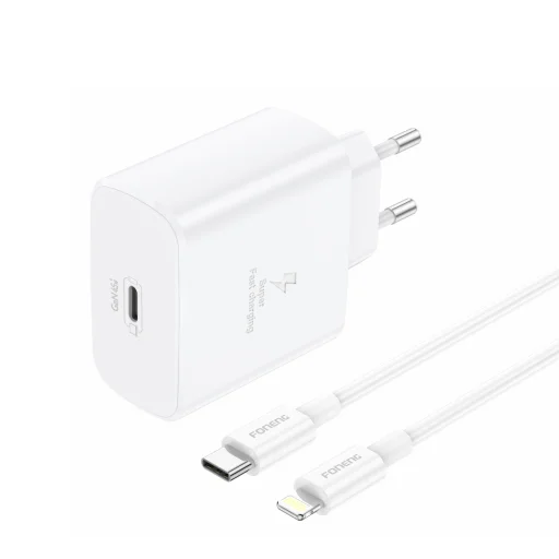 Foneng EU62 GaN hálózati töltő - Type C - PD 45W Type C - Lightning kábellel fehér - 1