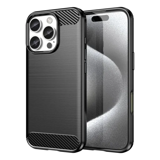 Carbon Case iPhone 16 Pro Max szilikon tok - Fekete tok - 1