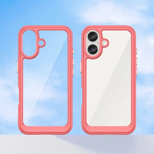 Outer Space tok gél keretes iPhone 16 Plus-hoz - Piros tok - 8